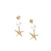 Women Fashion Starfish Shell Imitation Pearl Earrings Jewelry