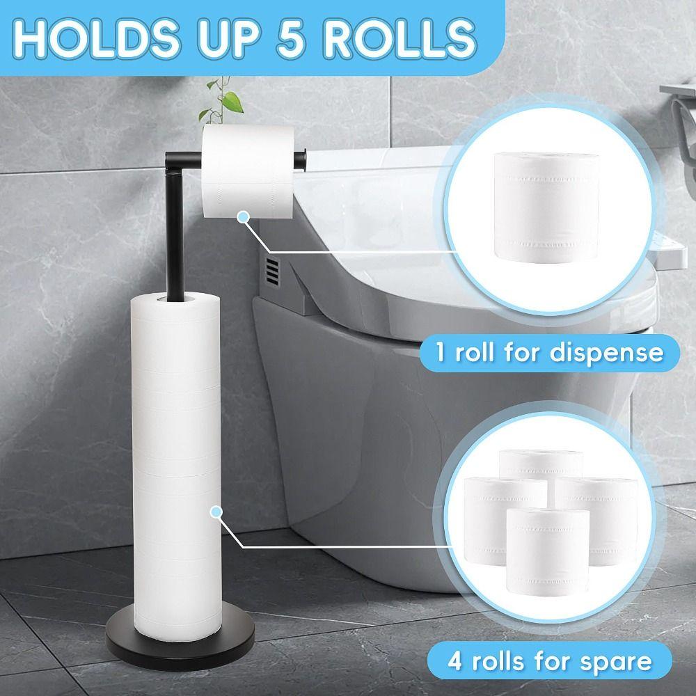 Rustproof Free Standing Toilet Paper Holder Stainless Steel Roll Paper Storage Rack  Bathroom