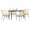 VidaXL Garden Dining Set Cushions 5pcs Brown Poly Rattan Glass 3334508