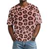 Herren T-Shirt mit Leopardenmuster, Atmungsaktives V-Ausschnitt Kurzarm Oberteil für Herren, Lässiges Mode Sommer T-Shirt