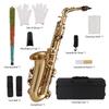 Eb Alto Saxophone Brass Lacquered Gold E Flat Sax 875 Key Type Woodwind Instrument with Cleaning Brush Cloth Gloves