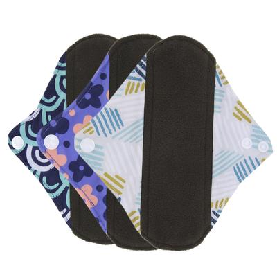 Reusable Menstrual Pads Washable Bamboo Charcoal Cloth Leakproof Feminine Sanitary Pads Pads for Wom