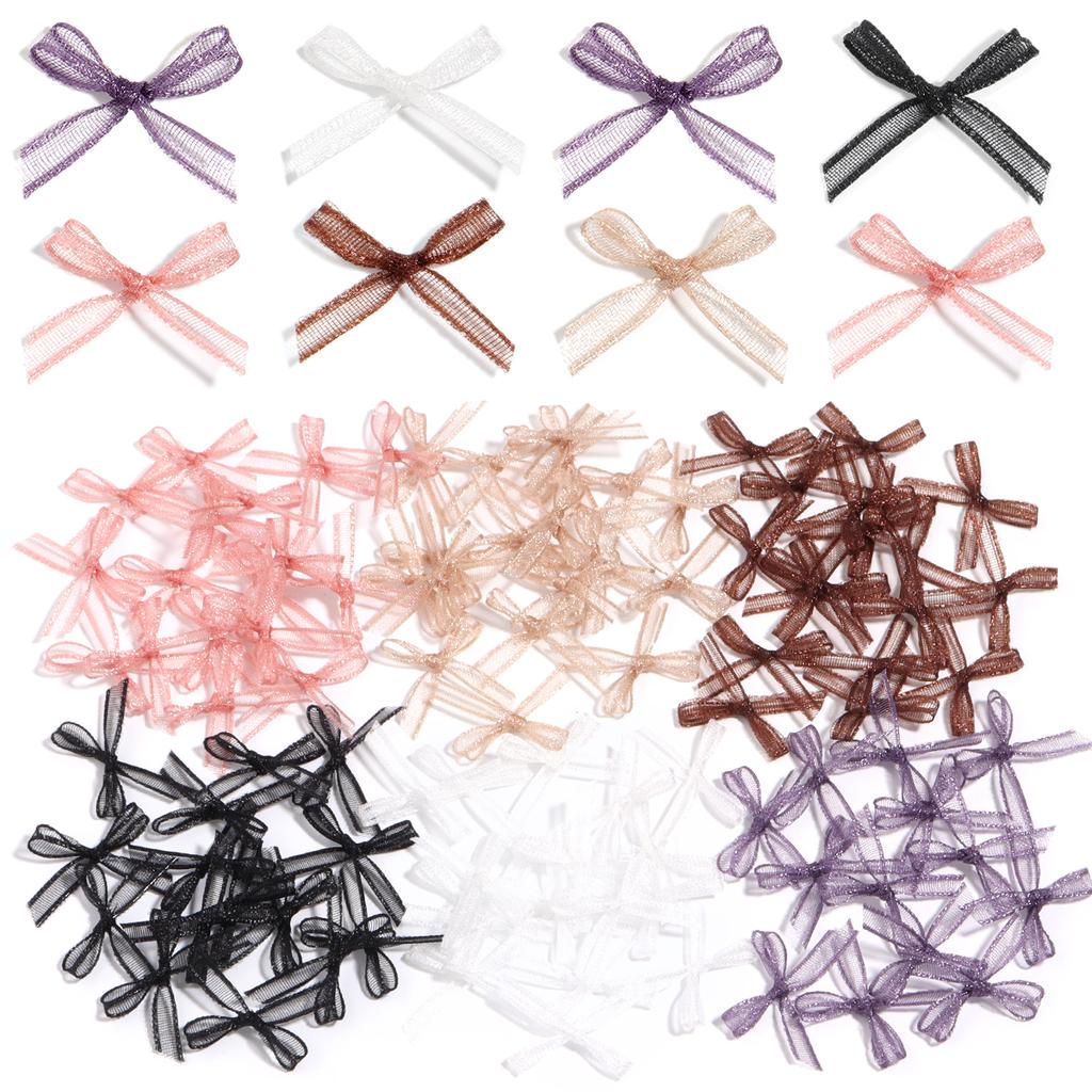 30pcs/lot 2.5x1.5cm Organza Bows Colorful Mini Nail Bowknots For Wedding Party Decoration DIY Handmade Nail Manicure Accessories