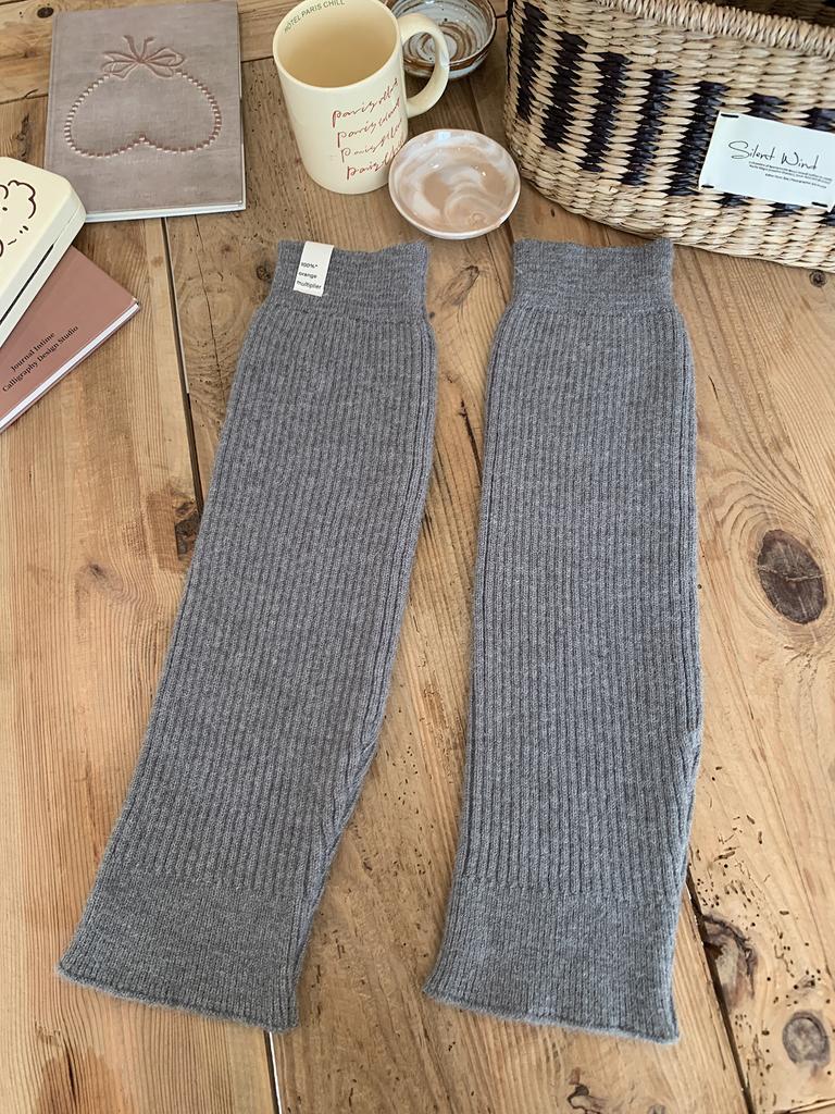 Gray Women's Autumn Winter Thickened Warm Acrylic/Polyester/Nylon Pile Socks Label Fashionable Slimming Korean Style Leg Warmers