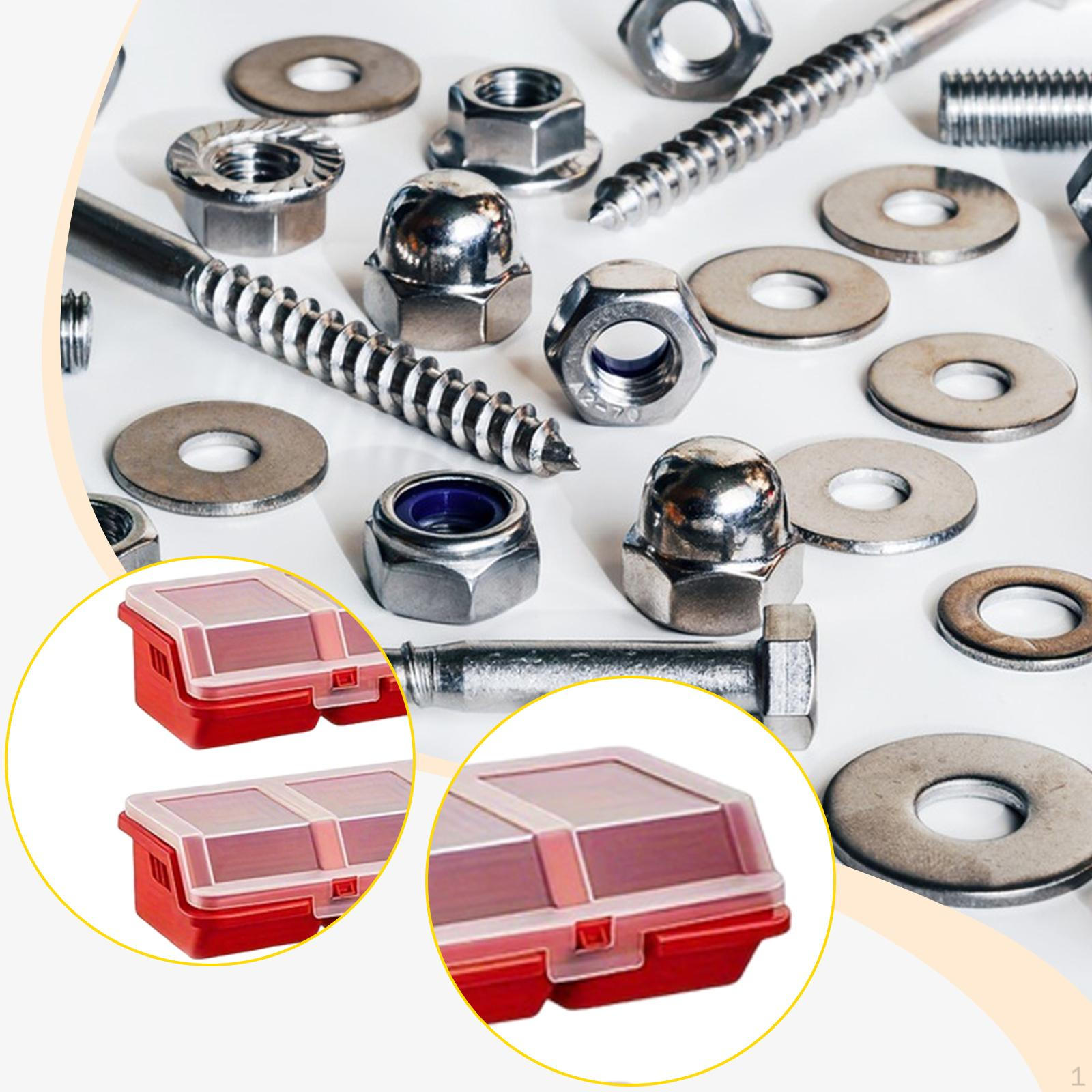 

4 штуки коробки-органайзеры для винтов с разделителями, контейнеры для метизов, кейсы для гаек, мелких предметов красный