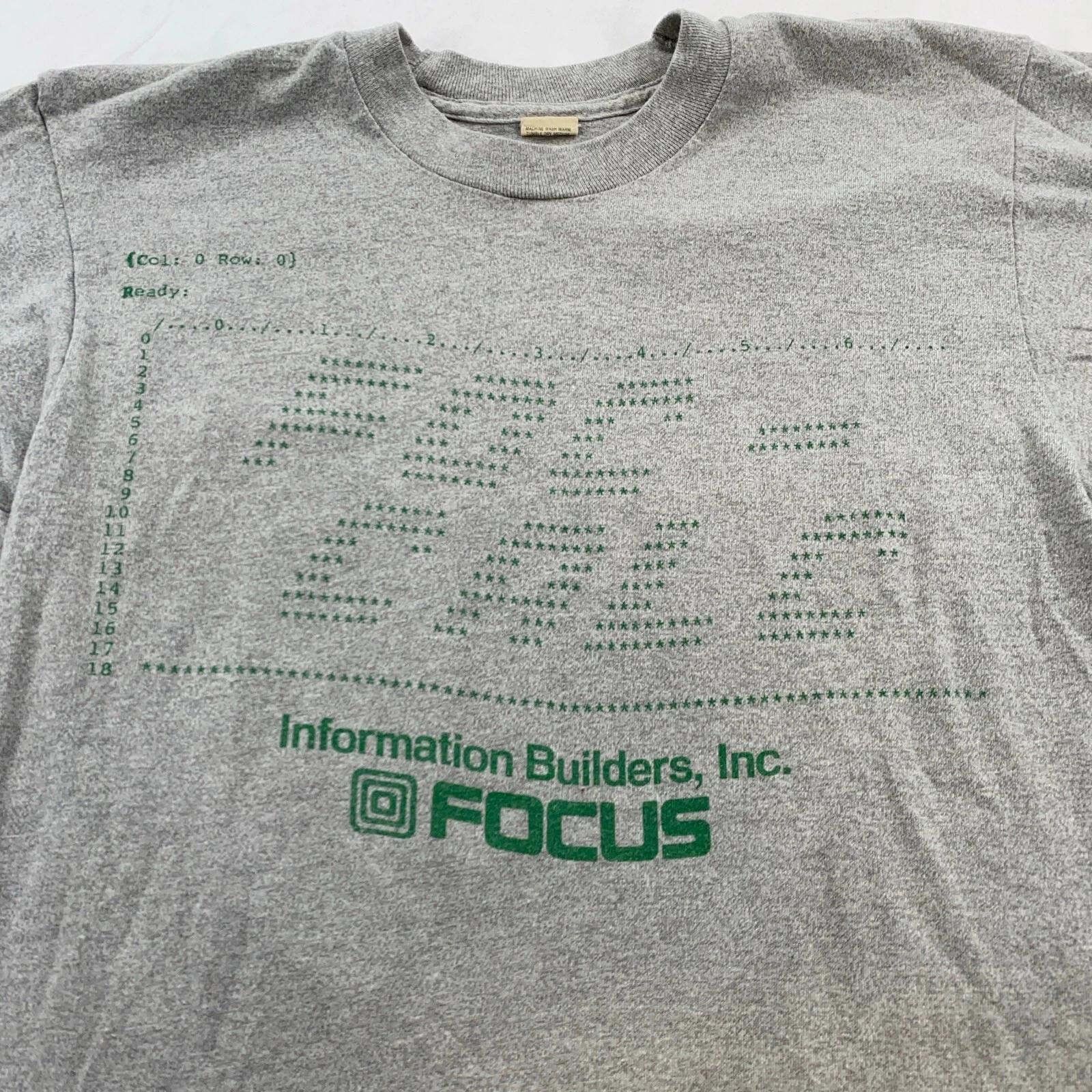

vtg 80s FOCUS INFORMATION BUILDERS T-Shirt XXS pc computer ibi programming 3XL