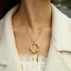 Minimalist Geometric Shiny O-Ring Pendant Necklace Gold Chain Jewelry Small Aura Fashion