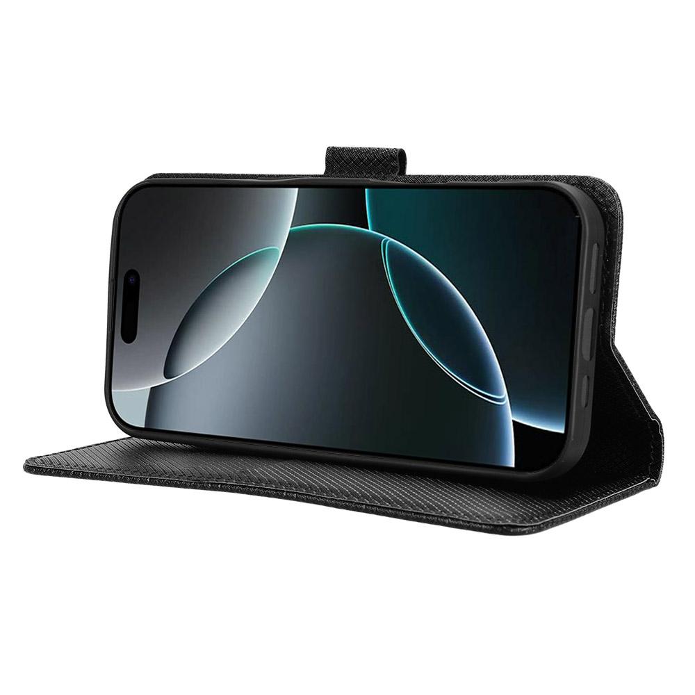 For iPhone 16 Pro Max Case PU Leather Diamond Texture Wallet Phone Cover