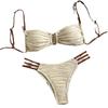 Women S Color Block Sexy Lace Up Bikini Set Beach Swimwear