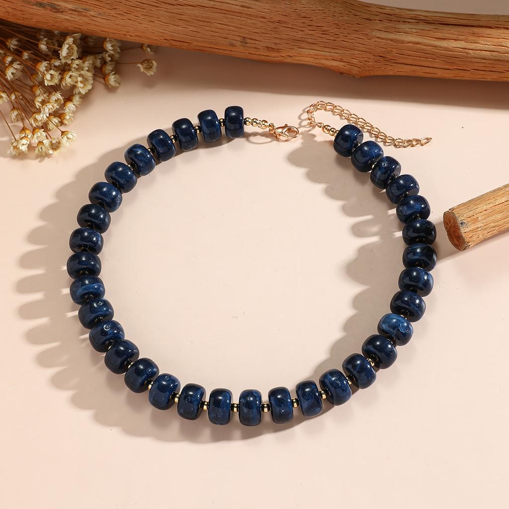 Colorful Round Beads Necklace Fashion Resin Geometric Beads Choker Necklaces for Women Bohemia Jewelry Trendy Summer Gifts