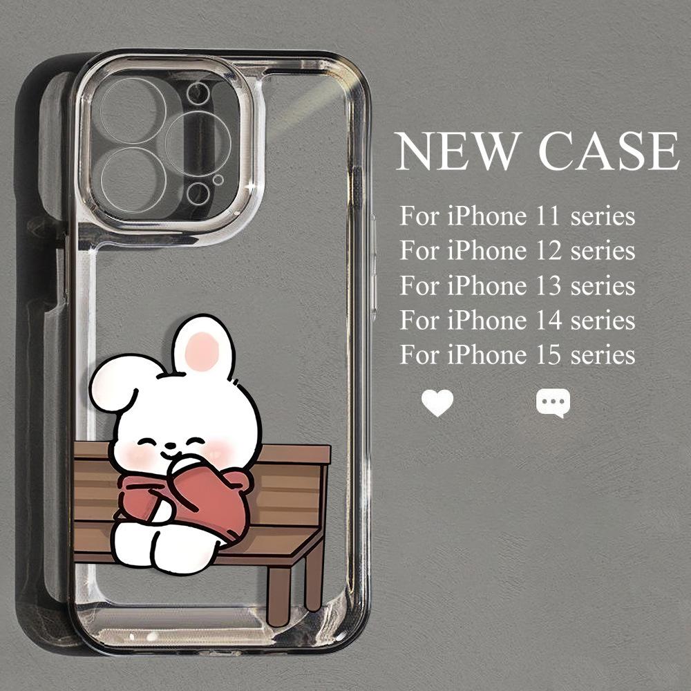 Applicable to iPhone17promax snickering shy rabbit rabbit space phone case Apple 16/15 fine hole 14th generation