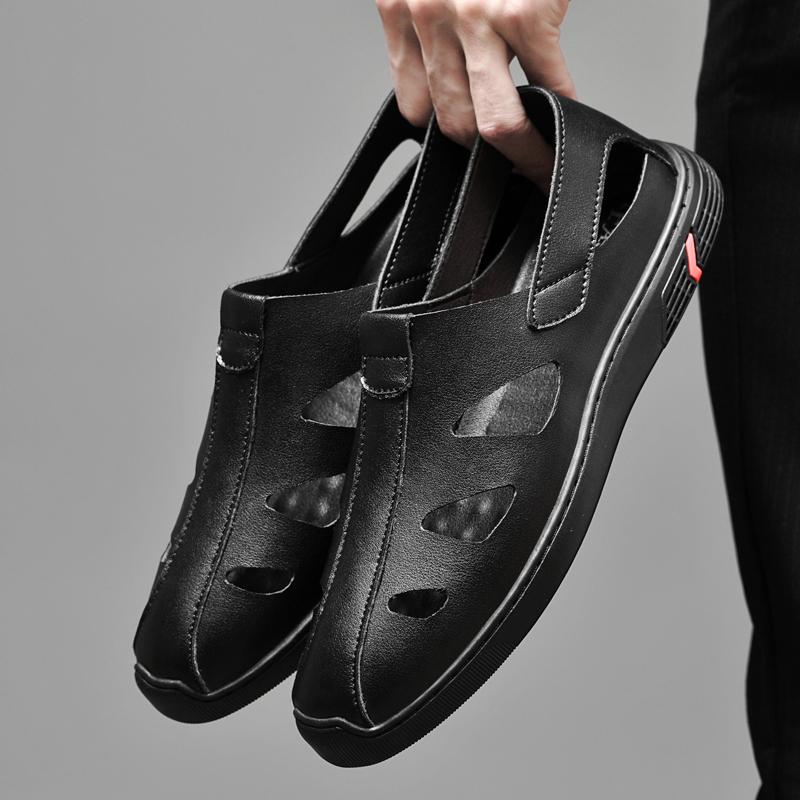 Summer Genuine Leather Men Sandals Fashion Newest Roman Sandals Handmade Men Casual Shoes Breathable Loafers Men'S Beach Sandals