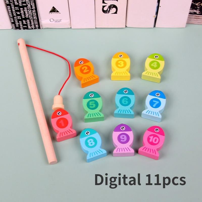 

Дитячі дерев яні рибальські іграшки для навчання буквено-цифровими іграшками Дошкільна освіта Монтессорі Пізнавальні кольорові літери Цифрові ігри для риболовлі Іграшки Digital 11pcs