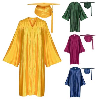 1 Set Unisex Graduation Robe Hut Set Front Zipper Lose V-ausschnitt Lose Quaste Jahr Tag College