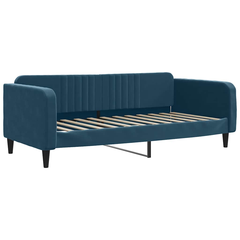 Pull Out Daybed with Mattresses Blue 90x200 cm Velvet