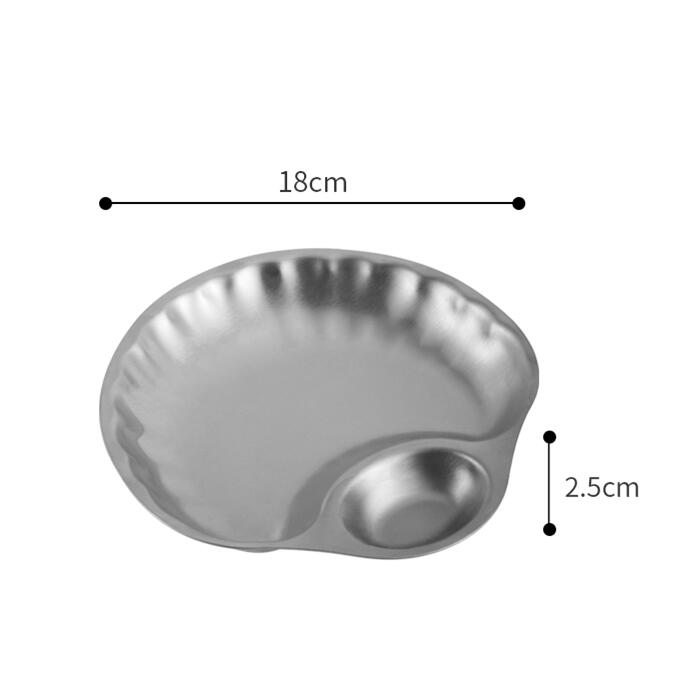 

Cute French Retro Shell Shaped 304 Stainless Steel Splicing Grids French Fries Fries Snack Plate Storage Decoration Plate 6 Inches