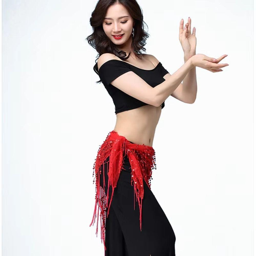 Tassel Dance Skirt Waist Belts Shiny Sequins Women Waist Chains Belly Dance Belt  Latin Dancer