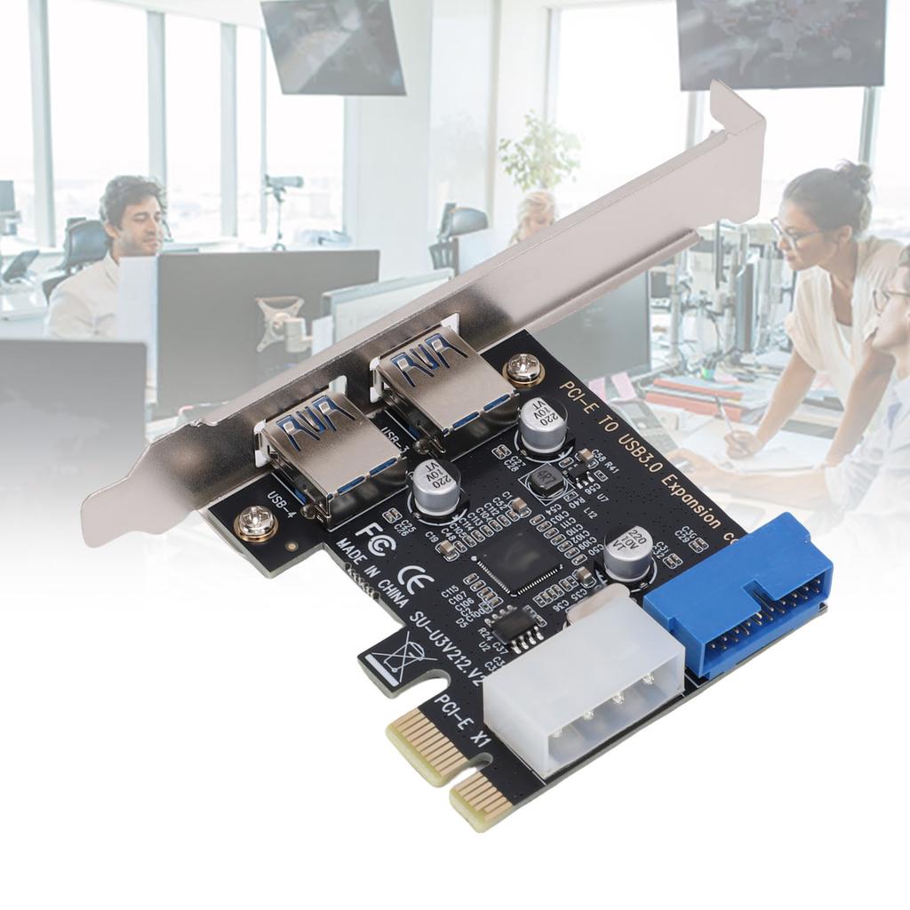 PCIE To USB 3.0 Expansion Card 5 Gbps 2 Ports with Front USB3.0 19pin Connector 4pin Power Interface for Desktop PC