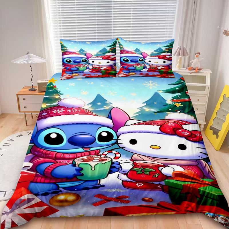 Christmas Mickey 3Pcs Duvet Cover Minnie Merry Christmas Cartoon Bedding Set Twin Full For Children Holiday Gifts Bedroom Decor