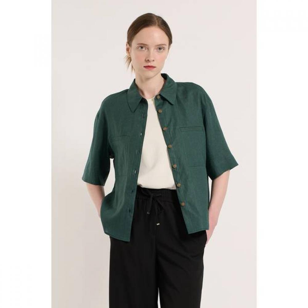 Bcbg Two Pocket Linen Shirt B5m4b485