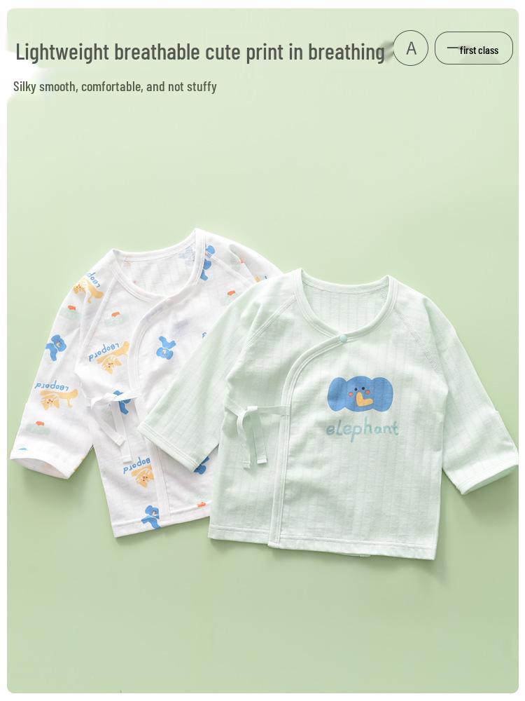 Kimono-Style Newborn Tops | Class A Pure Cotton | Belly Protection | 0-3 Months | Unisex | Size 52 | Spring/Summer