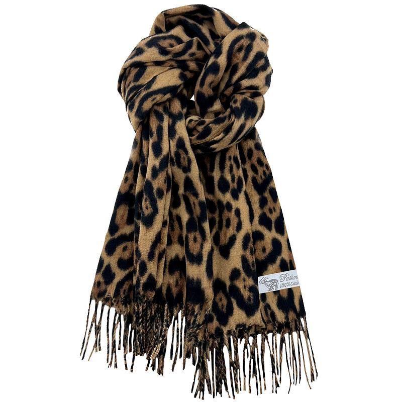 Damen Schal im koreanischen Stil mit Leopardenmuster und Quasten - Klassisch, vielseitig, warmer Herbst-/Winter-Schal