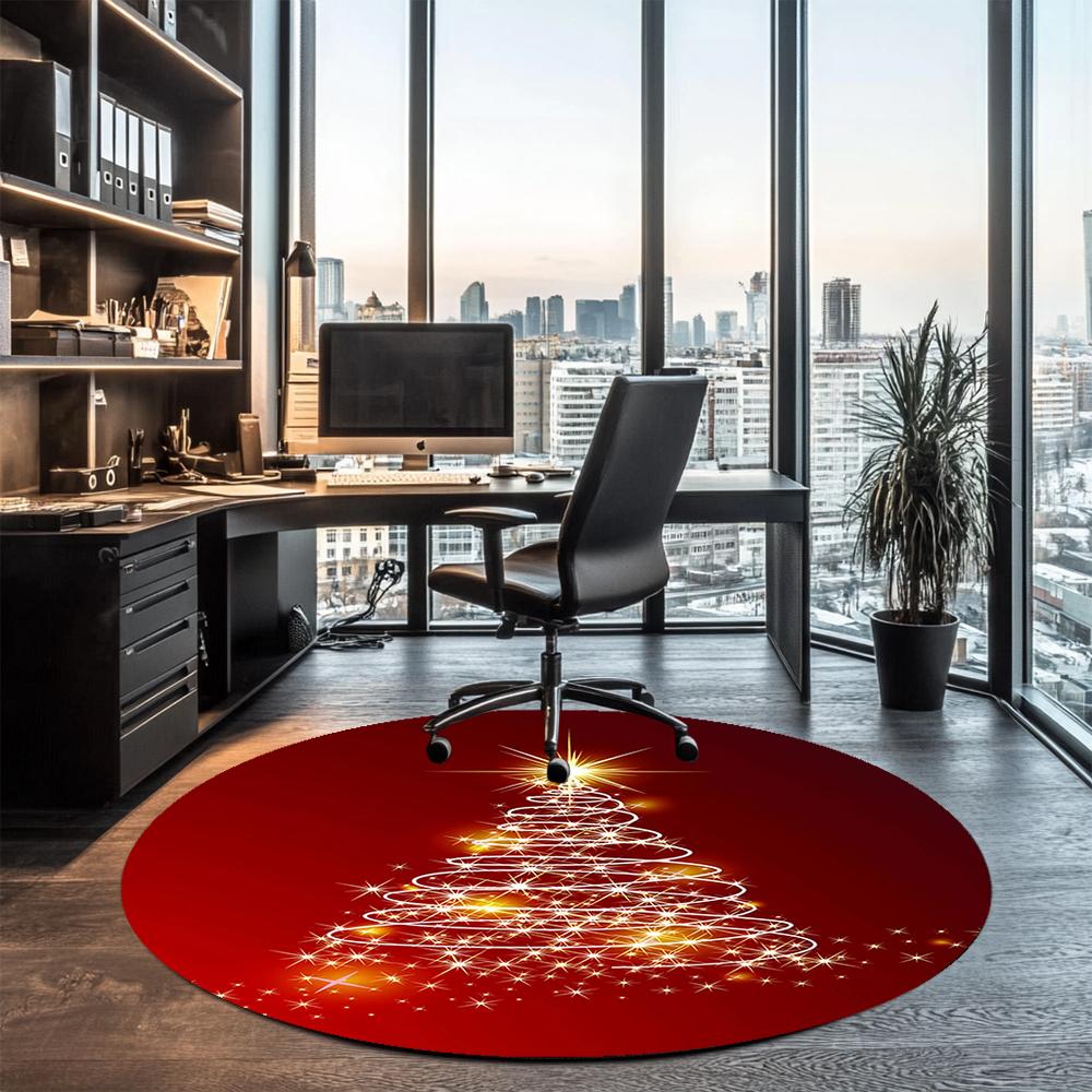 Christmas tree Printed Round Rug Carpet Chair Rug Area Rug Entryway Doormats,for Office Chair Living Room Bedroom Kitchen Room.