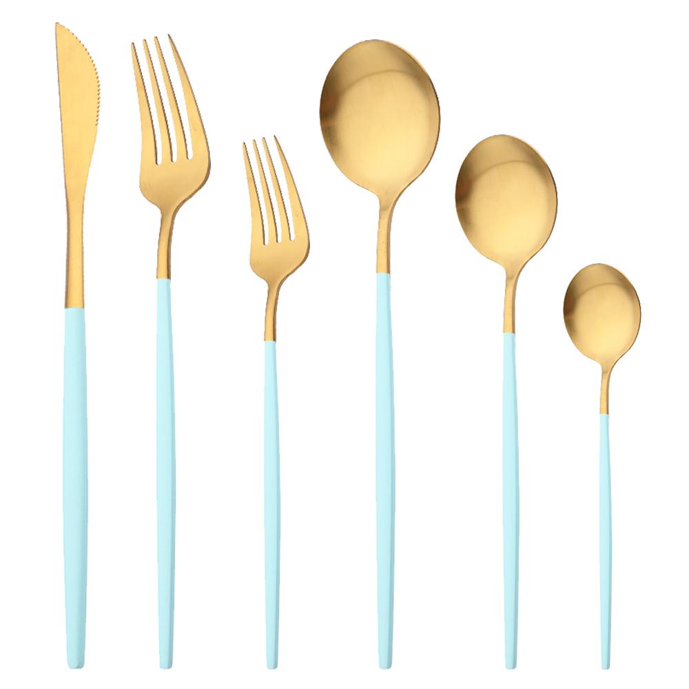6Pcs Black Matte Flatware Cutlery Set Stainless Steel Dinnerware Set Dessert Fork Spoon Silverware Set Kitchen Party Tableware