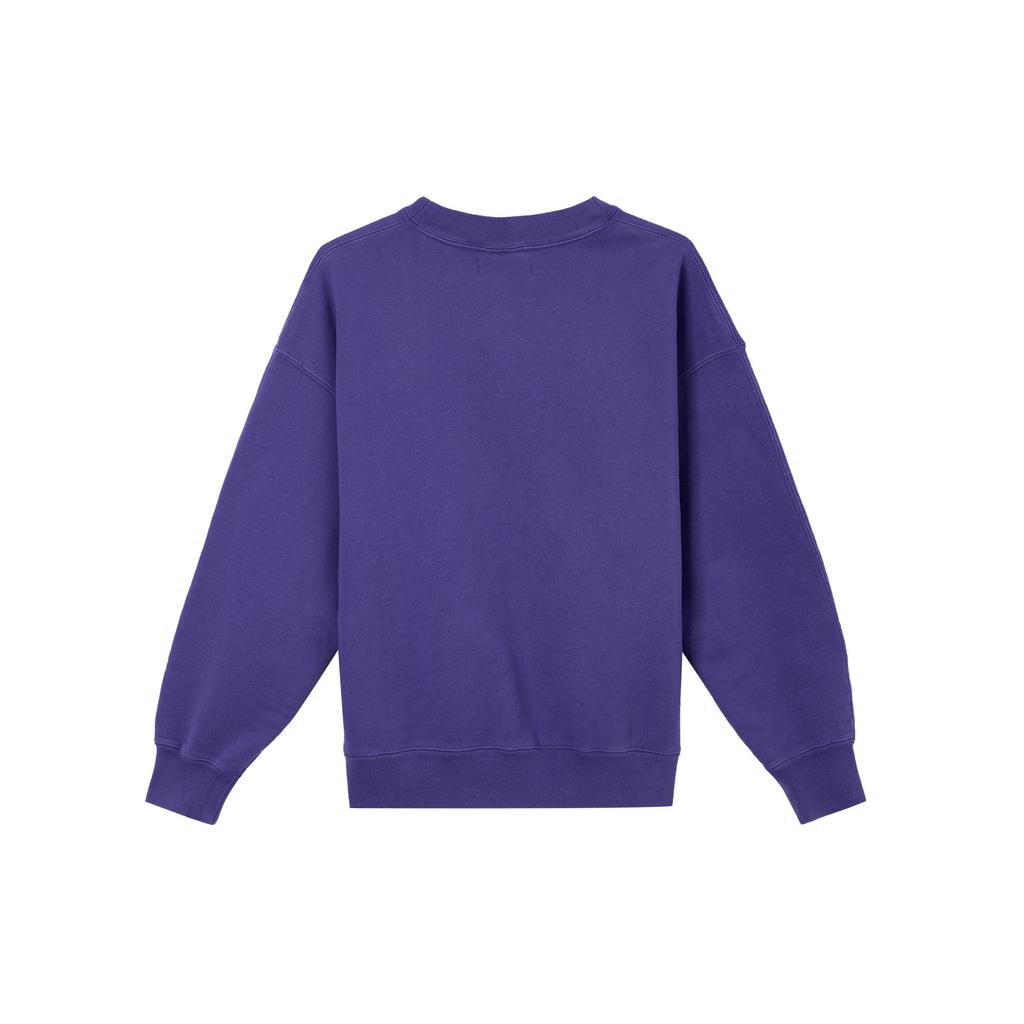 Jordan Solid Color Crew Neck Sweatshirt with Logo Print Women Tops Dark-Purple DV6470-514