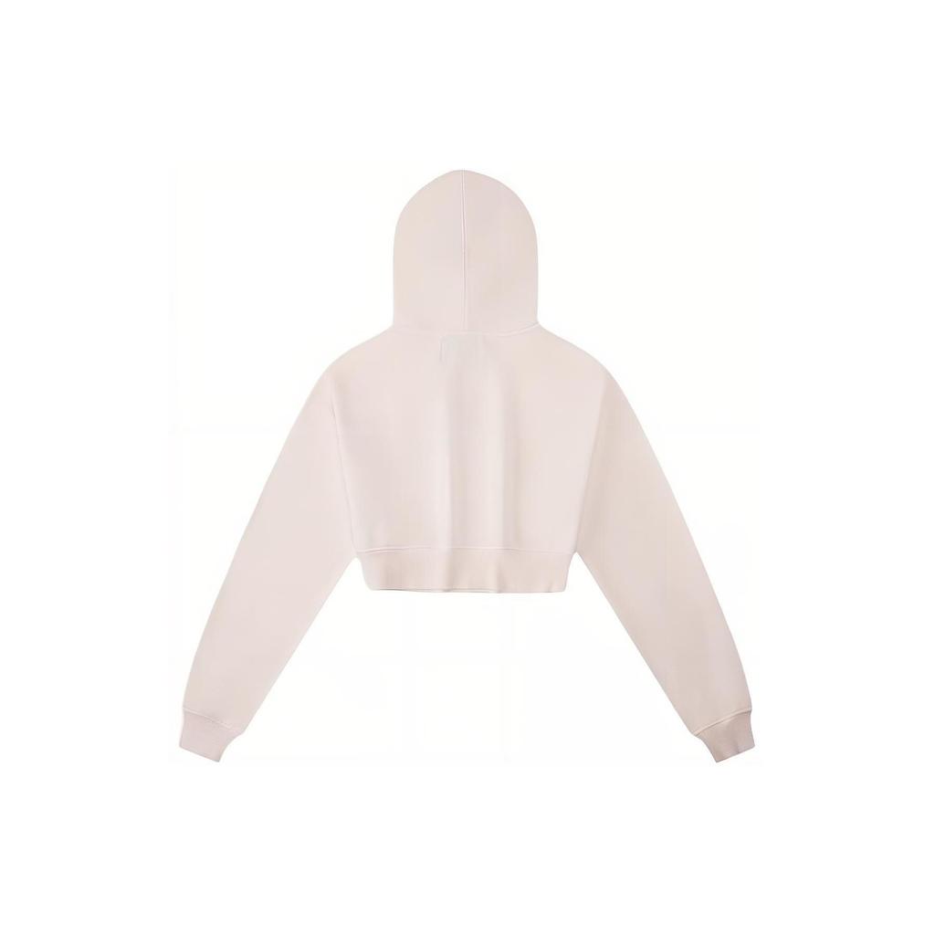 Calvin Klein Hooded Pullover Embroidered Letter Cropped Long Sleeve Sweatshirt Women Sweatshirt Milk-White J222491-YBI
