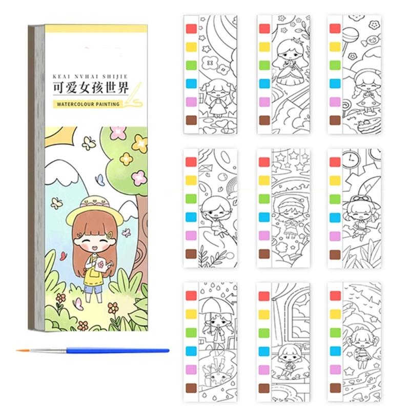 Kids Watercolor Art Sketching Book with Built in Paint and Art Brush For Childrens Beginner Artists Travel Drawing
