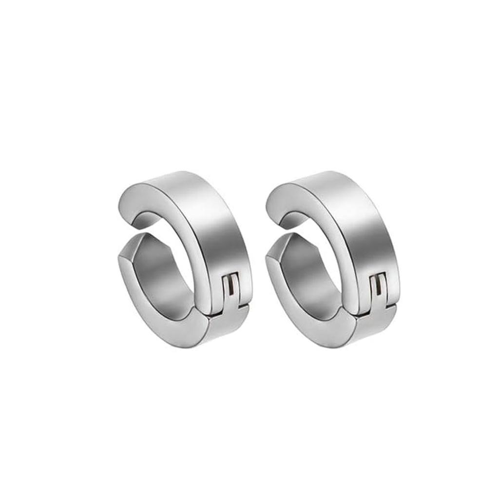 Punk Style 1-8-Piece Stainless Steel Ear Clip Set - Chic Circle Ear Cuffs, No Piercing Needed, Trendy Jewelry Gift