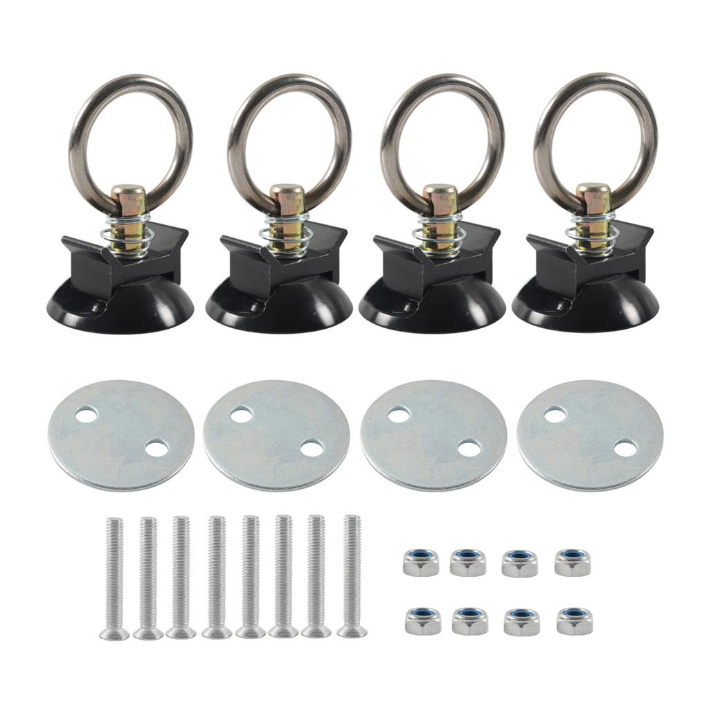 4 Sets Round Tie Down Anchor Point Kit Tie Down System for Truck Beds To Tie Down ATV Snowmobile L Track Tie Down Kit