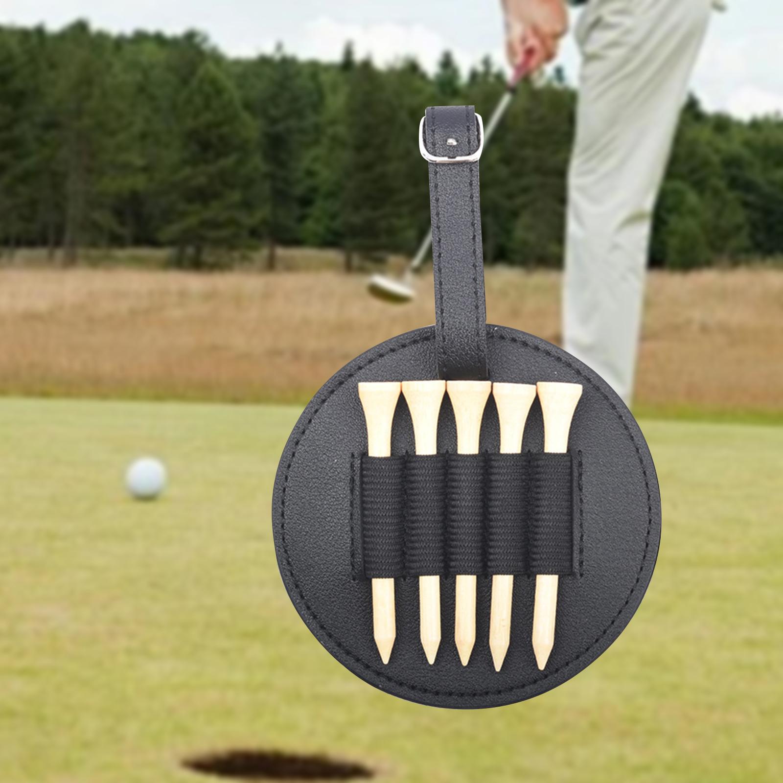 

Golf Tee Holder Attachable Pouch PU Leather Professional Hanging Strap Golf Tee Pouch Bag Display Case Golf Training Accessories