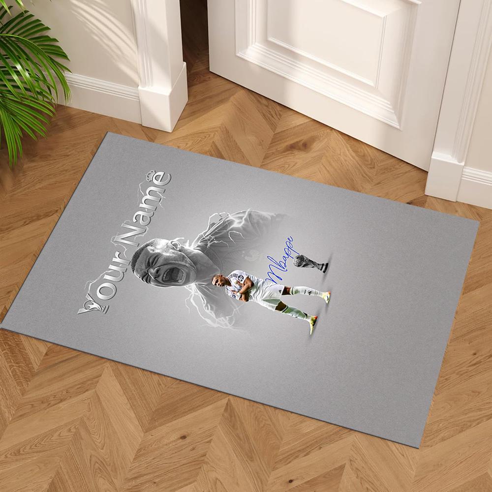 Mbappé Personalized Text Area Rug Perfect for Living Rooms Foyer Bedrooms Study room Antislip Carpet Anime Office Decor Best for Christmas