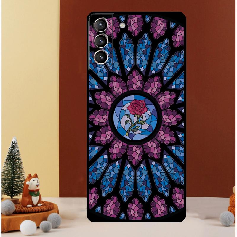 Stained Glass Rose Galaxys Case For Samsung Galaxy S24 Ultra S23 S22 S21 S20 FE Note 20 S8 S9 S10 Note 10 Plus Cover