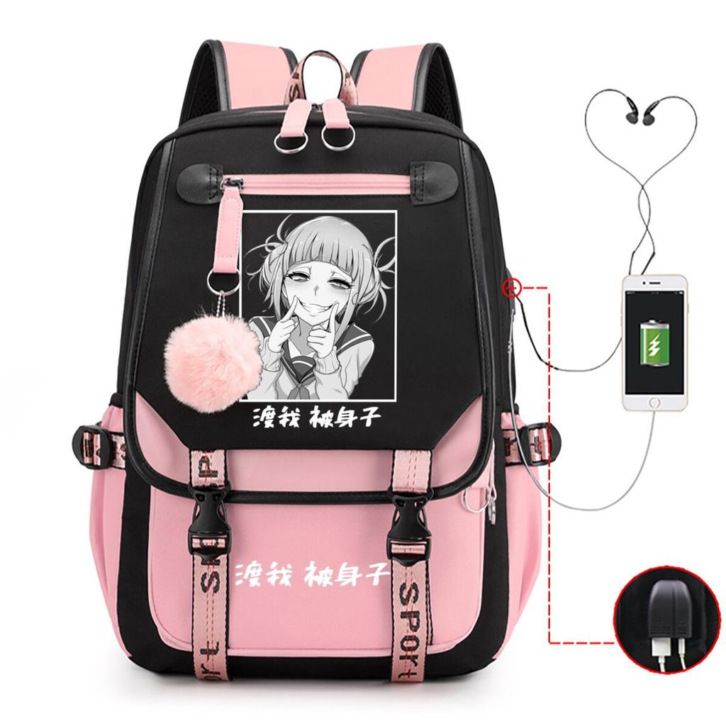 Casual schoolbag animation my hero academy peripheral printing large capacity junior high school students USB backpack