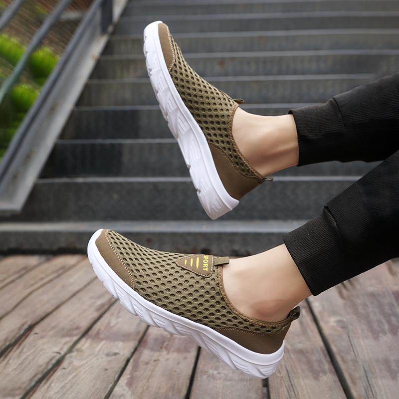 Mesh Shoes for Men Breathable Summer Lightweight Hiking Comfortable Casual Shoes Black Slip-On Driving Male Loafers