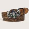 In-Stock Western Bull Head Buckle Leather Belt - Trendy Retro Punk Style for Men & Women