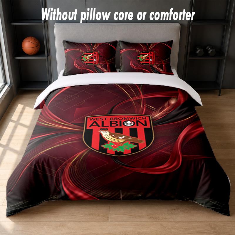 West Bromwich Albion Football Design Set Biancheria da Letto 1 Copripiumino + 2 Federe Morbido Traspirante Biancheria da Letto per la Casa
