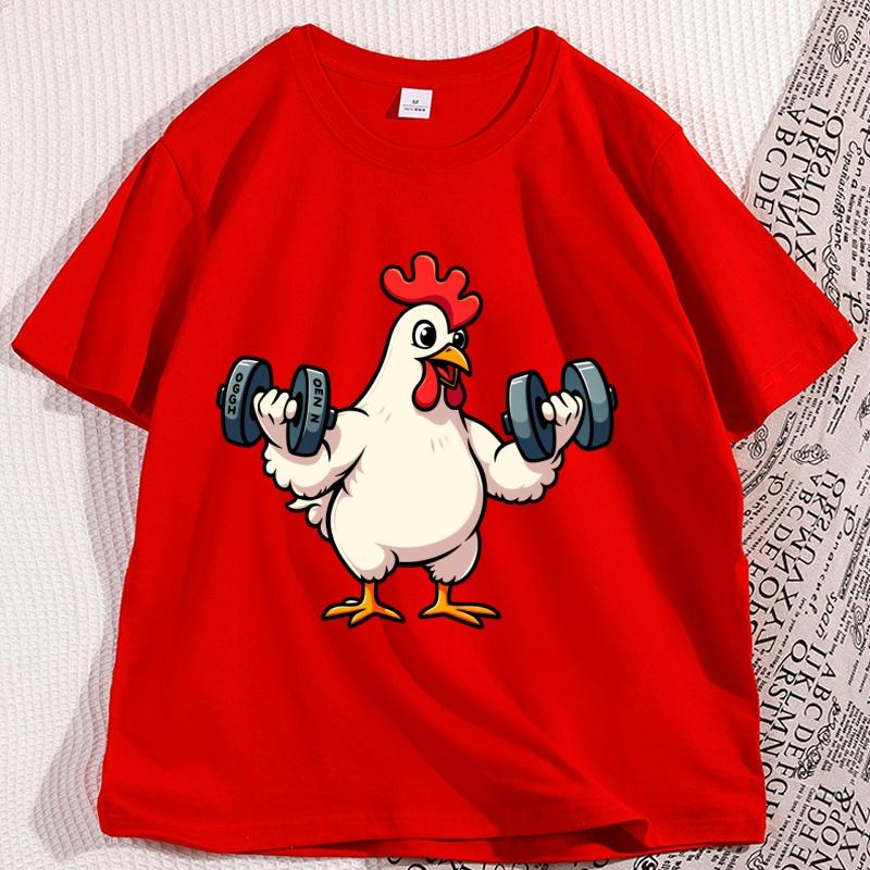 Chicken Workout Tshirt Cotton Casual Funny T Shirt Men Bodybuilding Tees Crewneck Short Sleeve Tshirt Breathable Streetwear