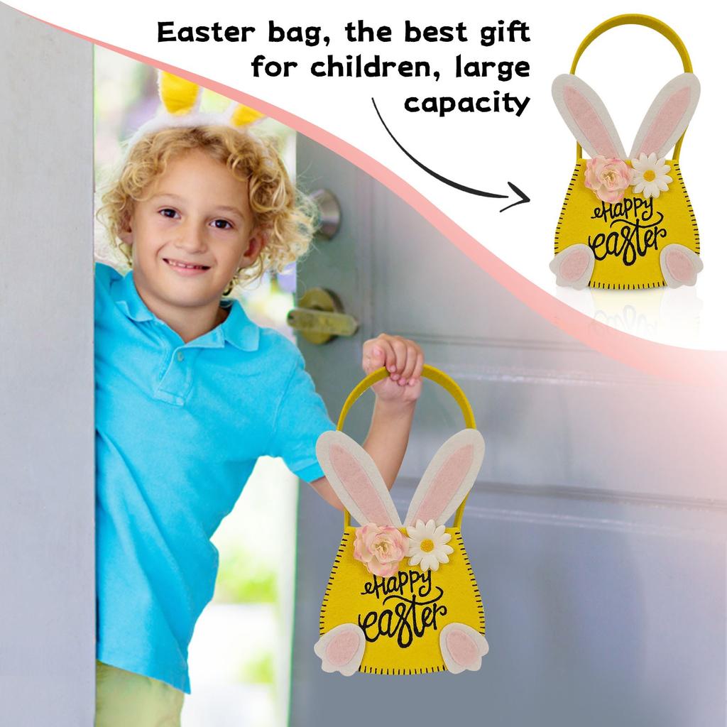 Easter Tote Bag Basket Bunny Decoration Storage Bag, Easter Bunny Basket Reusable Shopping Bag