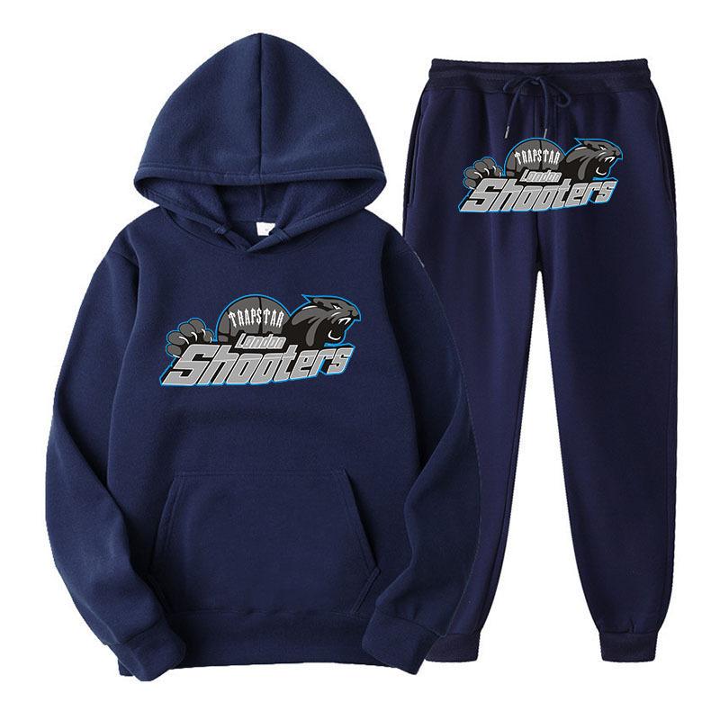Printed Sportswear Men's Two-piece Loose Hooded Sweatshirt Set