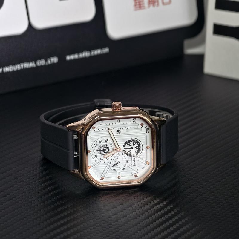 Watch Men'S Fashion Luminous Calendar Men'S Watch Silicone Belt Magnetic Buckle Square High Value Quartz Watch