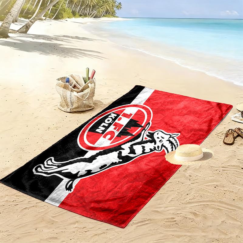 Toalha de Praia Estampada FC Köln, Toalha Grande Macia de Secagem Rápida para Praia Camping Natação