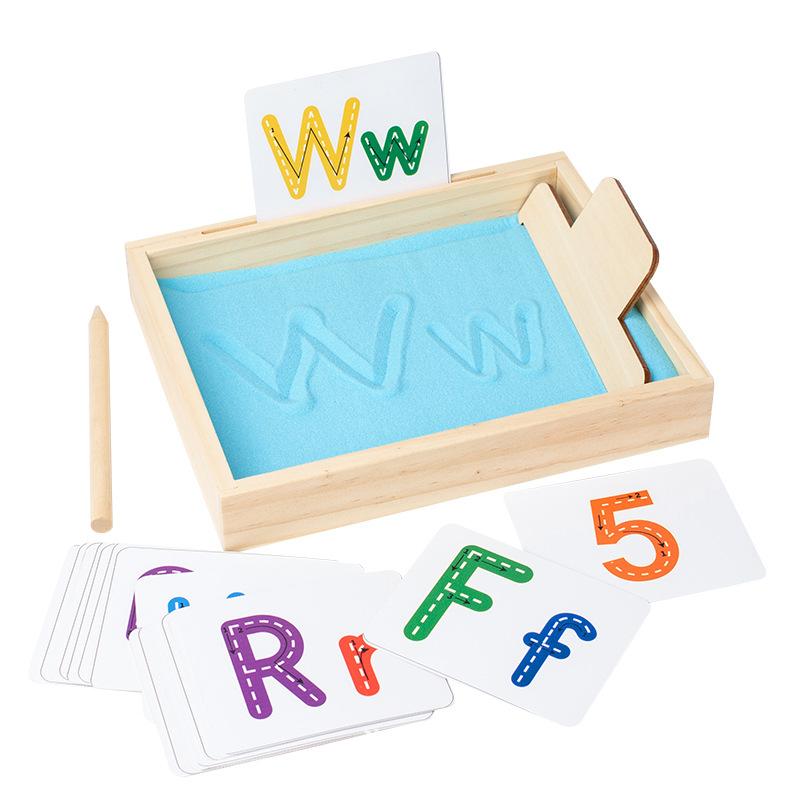 Writing Sandbox Cross-border Wooden Preschool Enlightenment Calligraphy Scraping Sandbox Children's Teaching Aids Wooden Educational Toys
