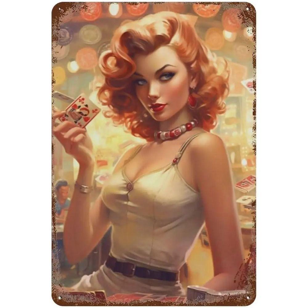 Vintage Girl Metal Sign Poster Retro Wall Art Home Decor Bar Club Man Cave Decoration 20x30cm
