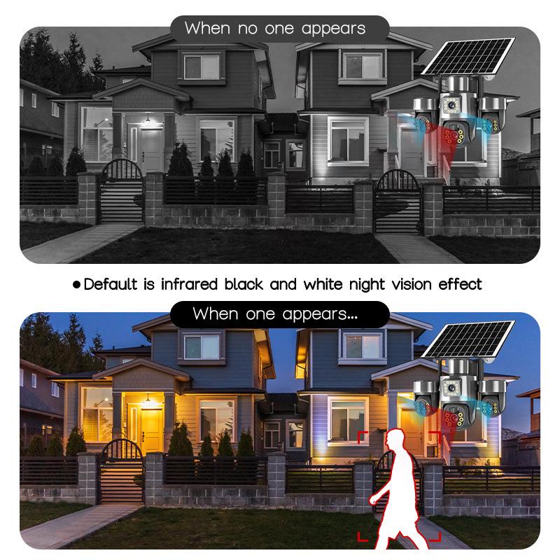 V380PRO 9MP 3-Lens Solar-Powered Camera with 3-Axis Gimbal and Night Vision