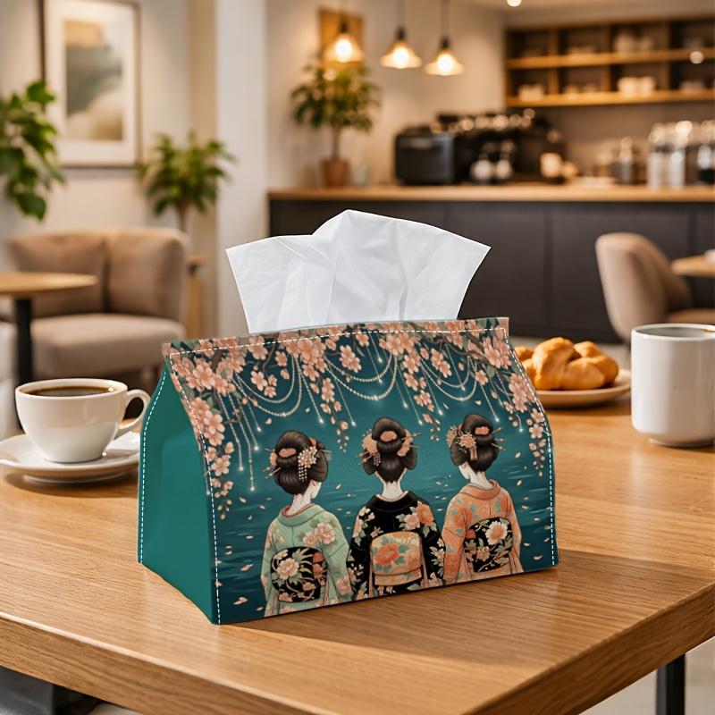 1pc Classic Japanese Tissue Holder - Geisha Cherry Blossom Design, Perfect for Rolls, Facial Tissues, Or Individual Sheets, Versatile Storage Solution