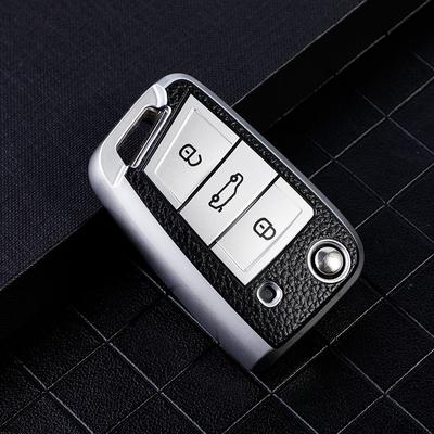 Voor Volkswagen VW Polo Golf7 MK7 Tiguan voor Skoda Octavia Kodiaq Karoq voor Seat Ateca Autosleutelhoes Tas Sleutelhanger Beschermer